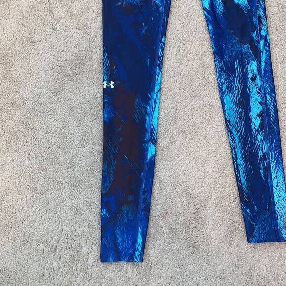 Under Armour Heat Gear Compression Blue Full Length Running Leggings Womens XS - Picture 3 of 6